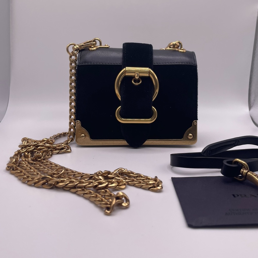 Prada Cahier Chain Crossbody Designer Bag Velvet and City Calf Micro